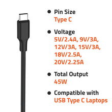 ARTIS LA-45W USBC LAPTOP POWER SUPPLY